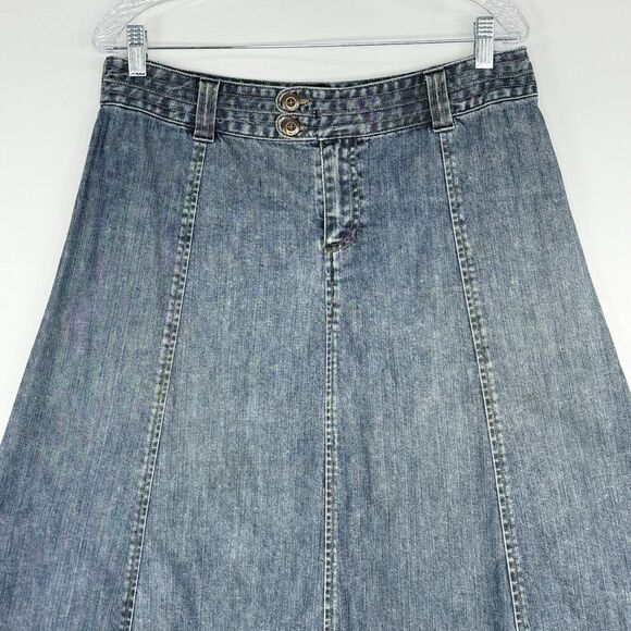 H&M Midi Blue Jean Skirt Size 12 Denim A-line Skirt, Y2K, Hippie Skirt EU 42 - Picture 3 of 13